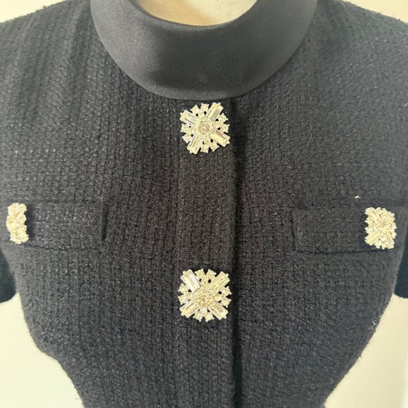 Self-Portrait Black Boucle Collared Mini Dress - Picture 6 of 11